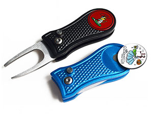 Golf Divot Repair Tool Switchblade Engraved Ball Marker Golf Pitchfork Golf Accessories Foldable Divot Tool